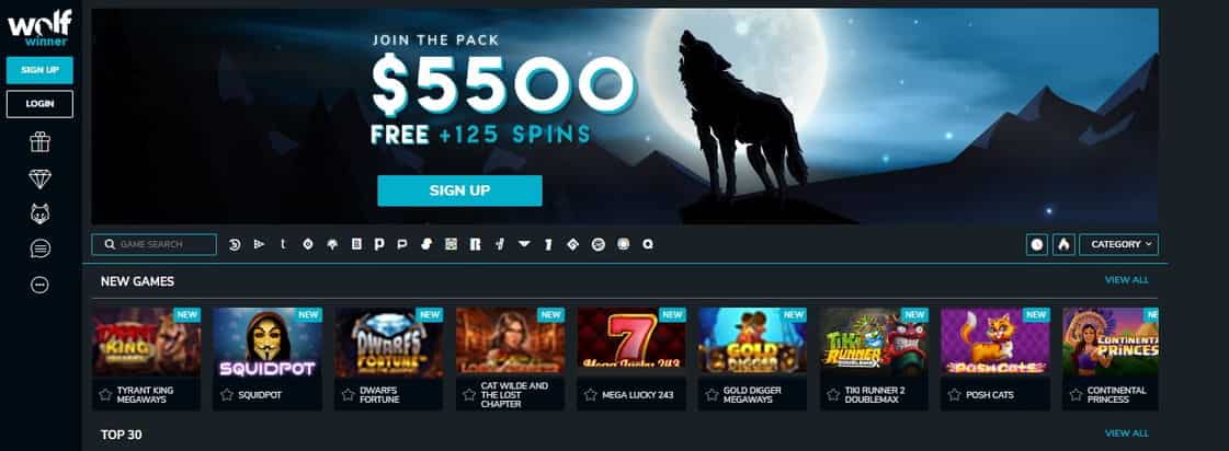 Official website of online casino Wolf Winner.